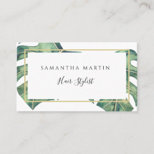 Visita Watercolor Monstera Greenery Dourado Cartão de vis
