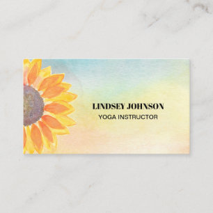 Visita Watercolor Sunflower Yoga Instrutor Cartão de visi