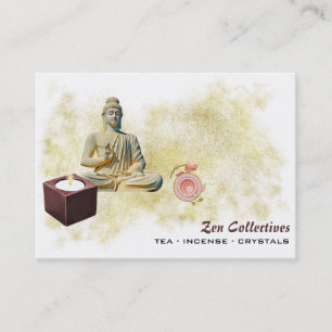 Visita *~* Zen Buddha Candle Tea Lotus Dourado Cartão de