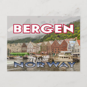 Visitar... Bergen, Noruega - cartão postal