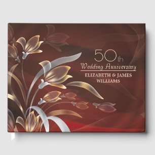 Visitas 50th Livro de hóspedes elegante do design floral
