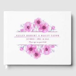 Visitas Anêmona rosa - cor d'água - livro de hóspedes