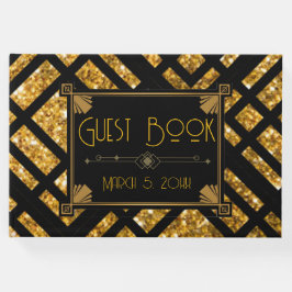 Visitas Art Deco Livro de Convidados Preto e Dourado Casam