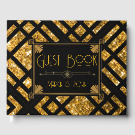 Visitas Art Deco Livro de Convidados Preto e Dourado Casam