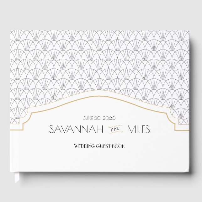 Visitas Art Deco Quadro Casamento Livro de Convidados (Frente)