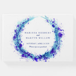 Visitas Azul aqua aquarela herbácea livro convidado de cas