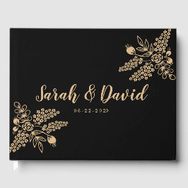 Visitas Belo livro de convidados sobre o casamento dourado