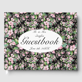 Visitas Blossomas De Cereja Rosa No Livro De Convidados Do