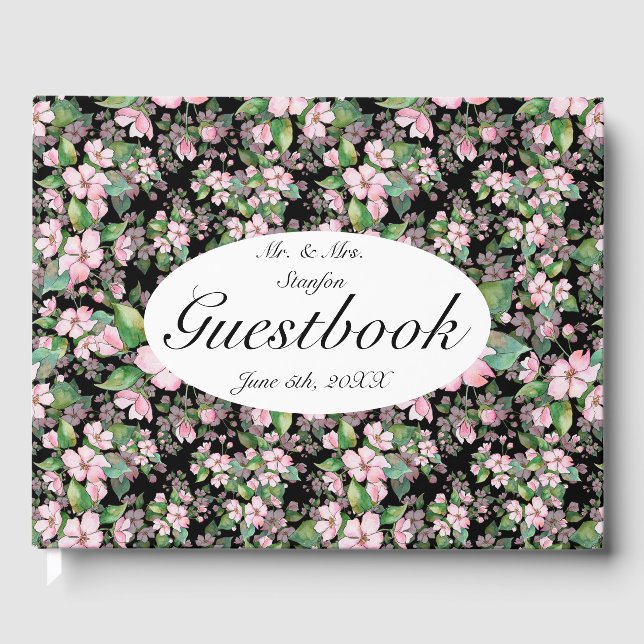 Visitas Blossomas De Cereja Rosa No Livro De Convidados Do (Frente)