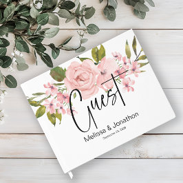 Visitas Blush Pink Roses Floral Elegante Livro de Convidad