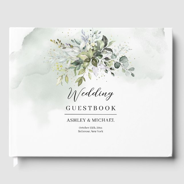 Visitas Boho greenery eucalyptus foliage gold Livro de con (Frente)