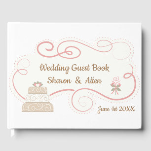 Visitas Bolo de Casamento e Flor com Livro de Convidados d