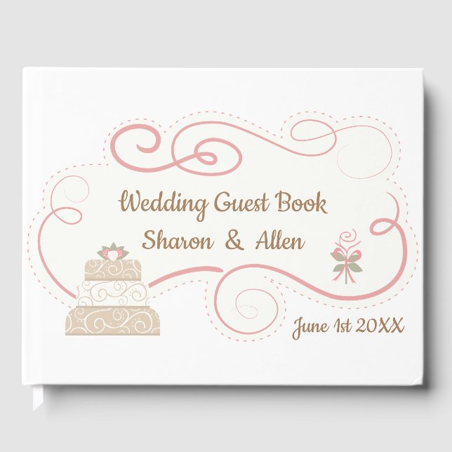 Visitas Bolo de Casamento e Flor com Rochas Livro de Convi (Frente)
