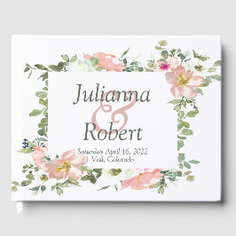 Visitas Bonito livro de hóspedes floral cor-de-água rosa