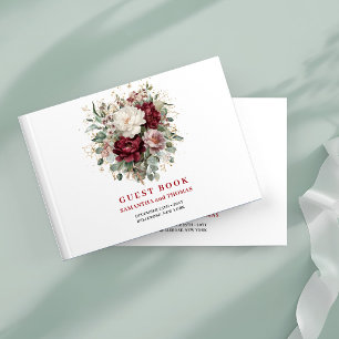 Visitas Borgonha Moderna Floral Folhagens Livro de Registr