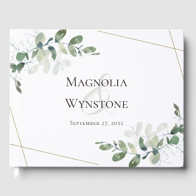 Visitas Casamento Eucalyptus Greenery Livro de Convidados (Frente)