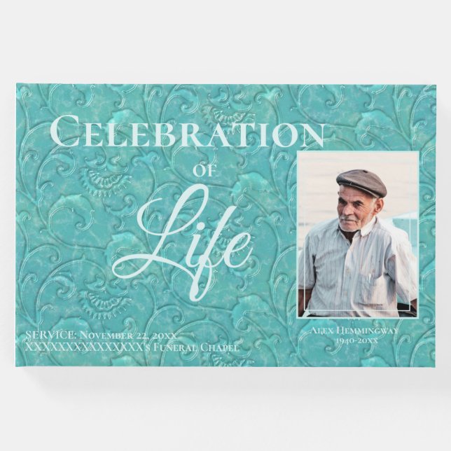 Visitas Celebração Teal Do Livro Convidado De Fotos Da Vid (Frente)