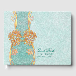 Visitas Chic Mint Green e Dourado Livro de Convidados