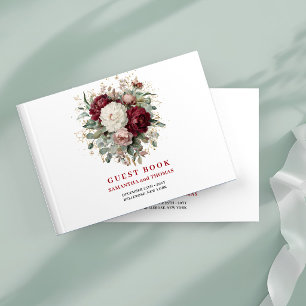 Visitas Clássico Livro de Registro Floral Verde Dourado da