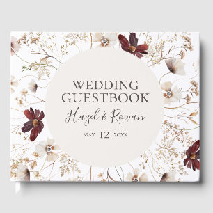 Visitas Cobre Burgundy   Livro de Convidados de Casamento