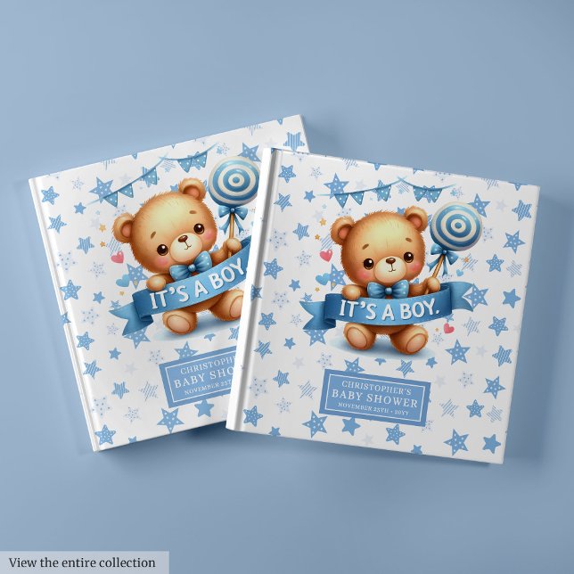 Visitas Cute é um livro de convidados para Chás de fraldas (Adorable It’s a boy teddy bear baby shower keepsake)