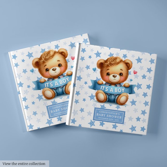Visitas Doce É um rapaz, rapaz, garoto do livro de convida (Sweet It’s a boy teddy bear guest book little boy)