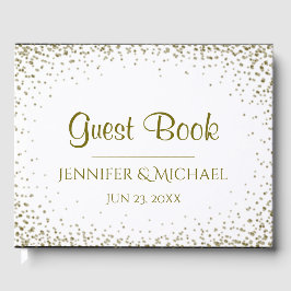 Visitas Dourado Livro de Convidados de Casamento Confetti