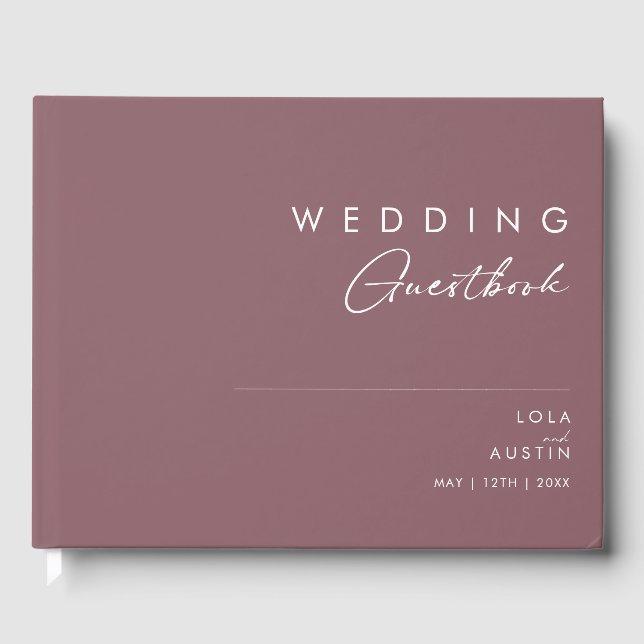 Visitas Dusty Boho | Livro de Convidados de Casamento Roxo (Frente)