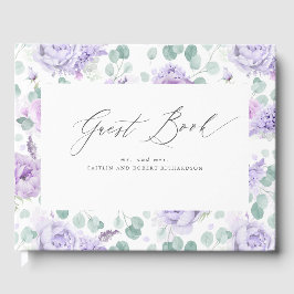 Visitas Dusty Purple Floral Elegante Livro de Convidados