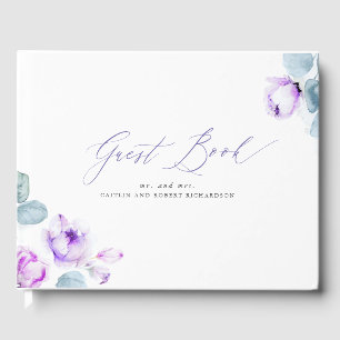 Visitas Dusty Purple Floral Elegante Livro de Convidados