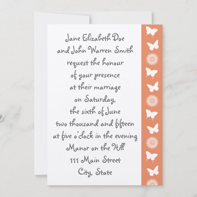 Visitas e Borboletas no Convite Coral (Frente)
