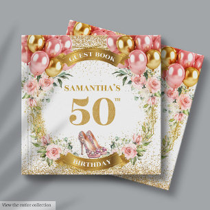 Visitas Elegante 50º Livro de Convidados de Aniversário co