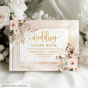 Visitas Elegante Ivory Beige Dourado Boho Livro de Convida