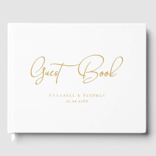 Visitas Elegante, Letra Script, Branco, Livro de Convidado