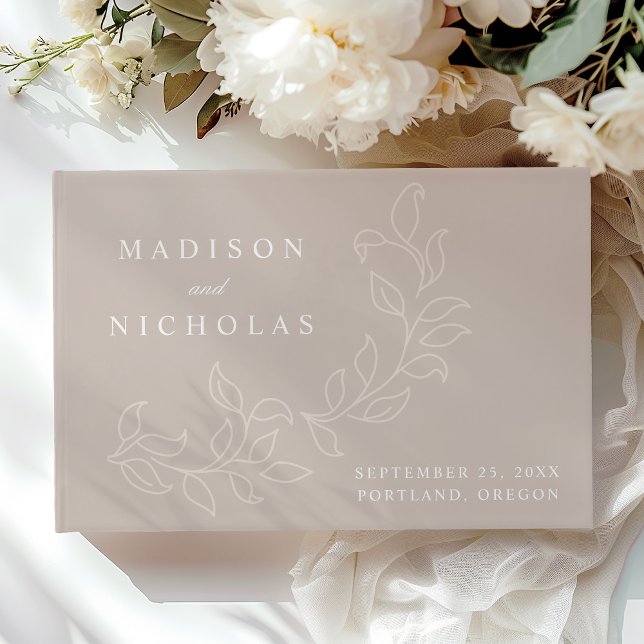 Visitas Elegante Livro de Casamento com Folhas Cascata em  (Criador carregado)