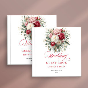 Visitas Elegante Livro de Presença de Casamento Floral Boh