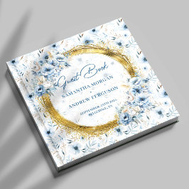 Visitas Elegante Livro de Registro de Casamento em Azul Po
