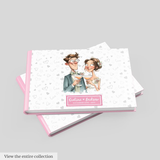 Visitas Engraçado Livro de Convidados Quirky Watercolor Ca (Funny Wedding Guest Book Quirky Watercolor Couple)