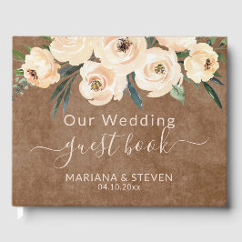 Visitas Floral Beige sobre o Livro de Convidados do Casame