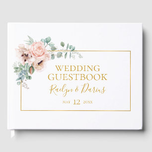 Visitas Floral de Blush Elegante   Livro de Convidados de 