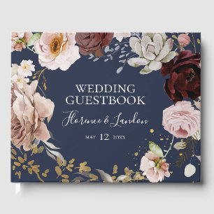 Visitas Floral de Blush Moderno   Livro de Convidados de C
