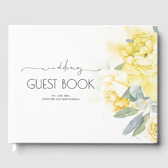 Visitas Flores Amarelas e Livro de Convidados de Casamento (Frente)