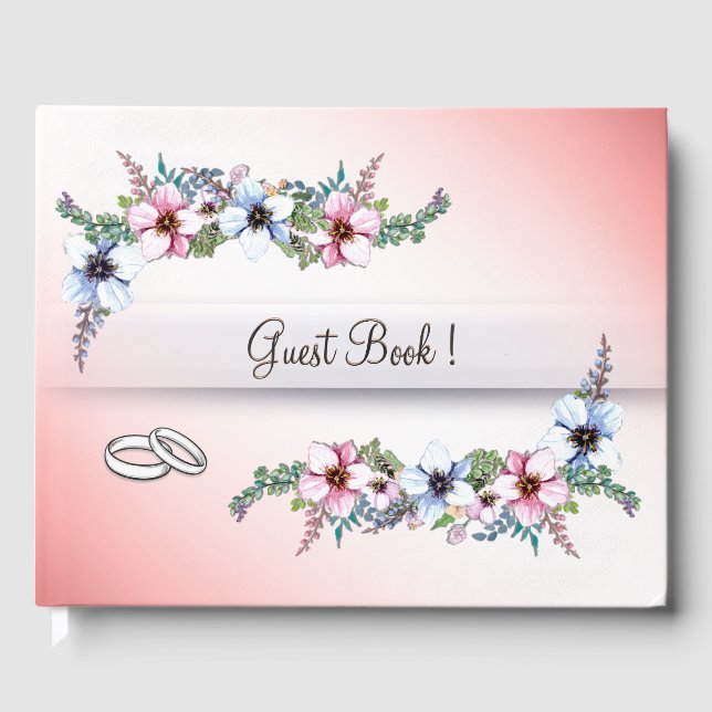 Visitas Flores de Aquarela Brilham Livro de Convidados (Frente)