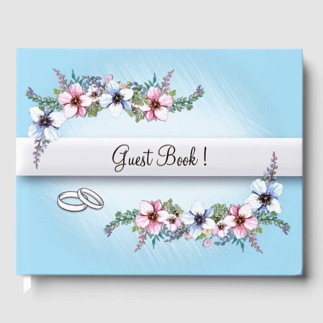 Visitas Flores de Aquarela Brilham Livro de Convidados (Frente)