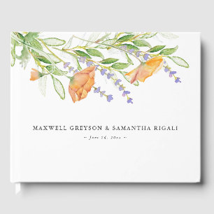 Visitas Flores de Aquarela de Livro Convidado de Casamento