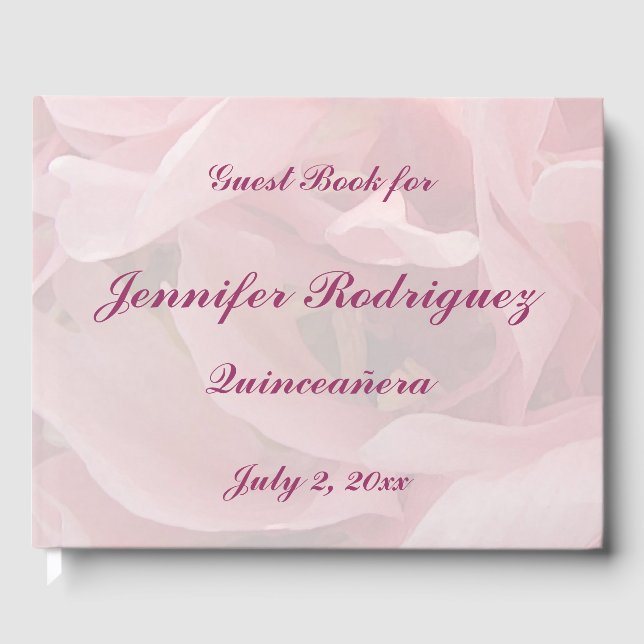Visitas Flores Florais Rosa Flores Quinceañera Livro de Co (Frente)