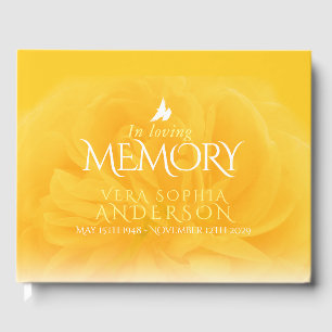 Visitas Funeral em livro de hóspedes loving do amarelo do