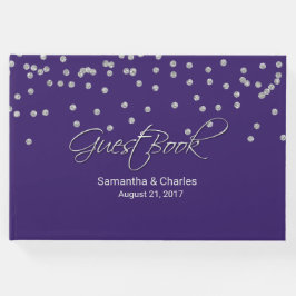 Visitas Glam Purple com Livro de Convidados de Casamento d