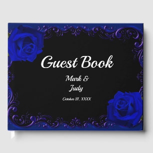 Visitas Gótico Elegante Rosas Azuis Livro de Convidados