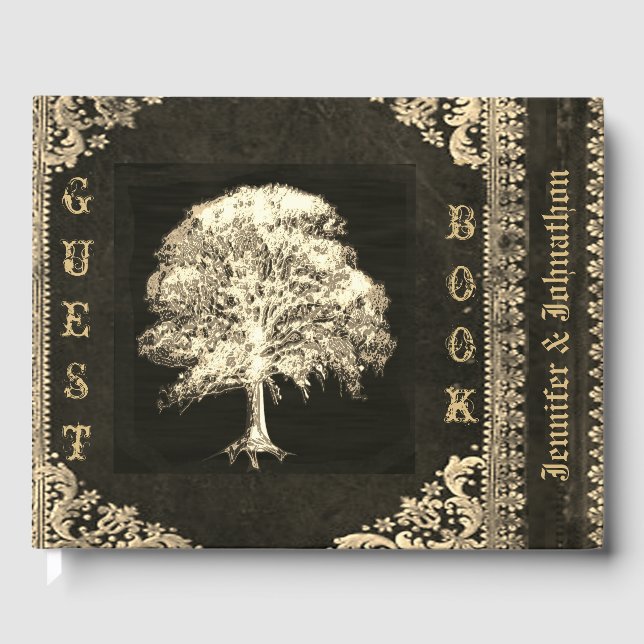 Visitas Linda Vintage Dourada - Livro de Convidados (Frente)